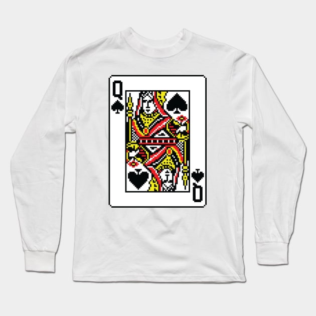 Queen of Spades Pixel Art Long Sleeve T-Shirt by inotyler